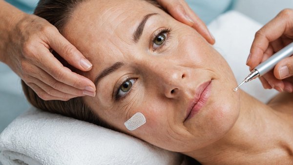 Des soins du visage anti-âge avec des patchs microneedles